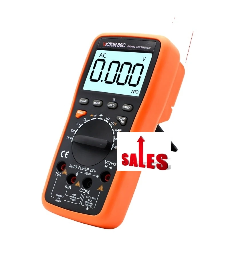 

VICTOR 86B Handheld 3999 Counts LCD Auto Ranging Digital Multimeter With USB Interface 30MHz Frequency DC AC 1000V 10A Meters