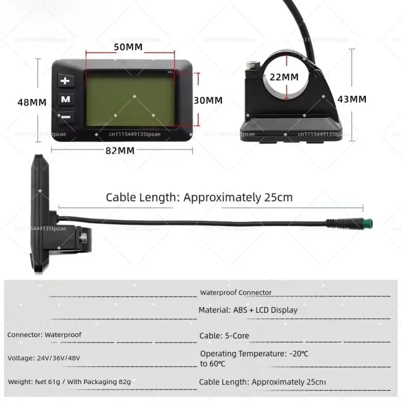 E-Bike 5Pin LCD Display Speedometer Waterproof Display 24V 36V 48V For Electric Bicycle Scooter Accelerator Replacement Parts
