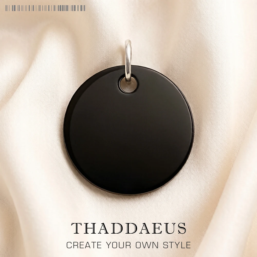 Pendant Round Black Stone Winter Brand New Fine Jewelry Europe 925 Sterling Silver Classic Gift For Woman