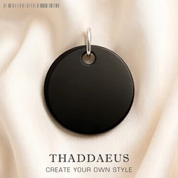 Pendant Round Black Stone Winter Brand New Fine Jewelry Europe 925 Sterling Silver Classic Gift For Woman