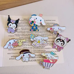 Cute Sanrio Brooch Cartoon Kuromi Cinnamoroll Badge Men's and Women's Clothing Bags Accessory Pendant Enamel Pins Friends Art