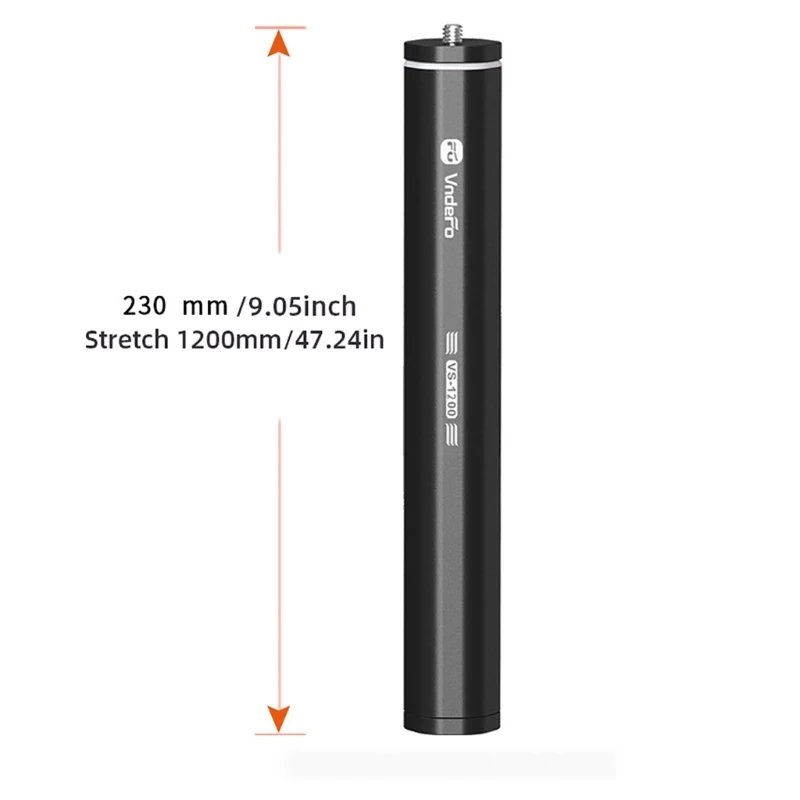 Telescoping Bar Selfie Extension Rod พร้อมสกรู 1/4 "สำหรับกล้อง, ขาตั้งกล้อง, อุปกรณ์อุปกรณ์เสริมการถ่ายภาพ K1KF