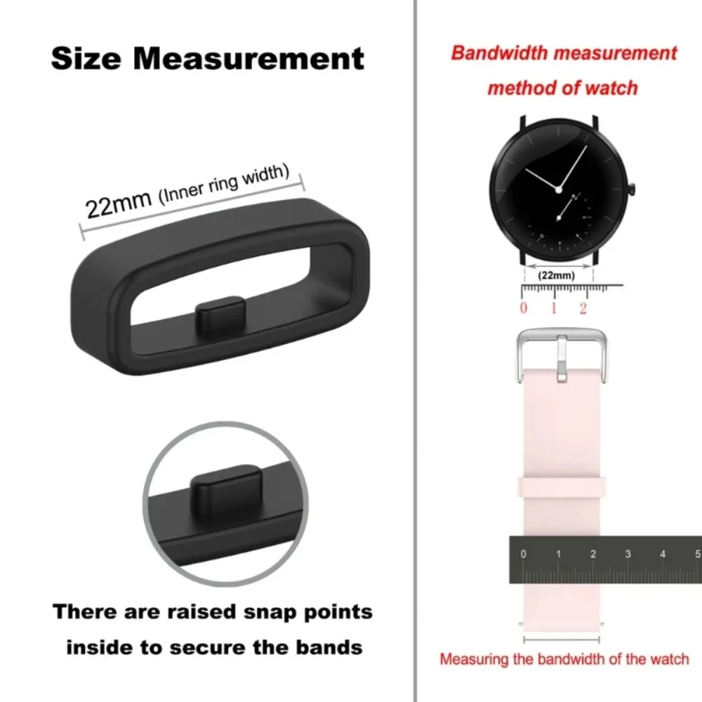 Bracelet de montre en silicone souple, anneau en caoutchouc phosphorescent, anneau générique, accessoires Smartwatch, gardien, 22mm, nouveau, 10 pièces