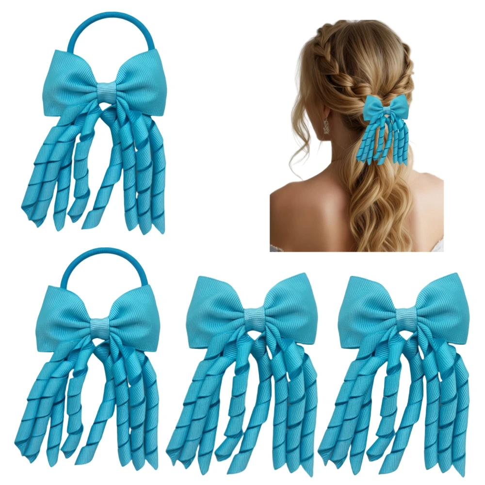 

Children Bow Hair Ties Mini Curly Tassel Solid Color Hair Ropes Grosgrain Short Tassel Bowknots Hair Bands for Girls Kids 10PCS