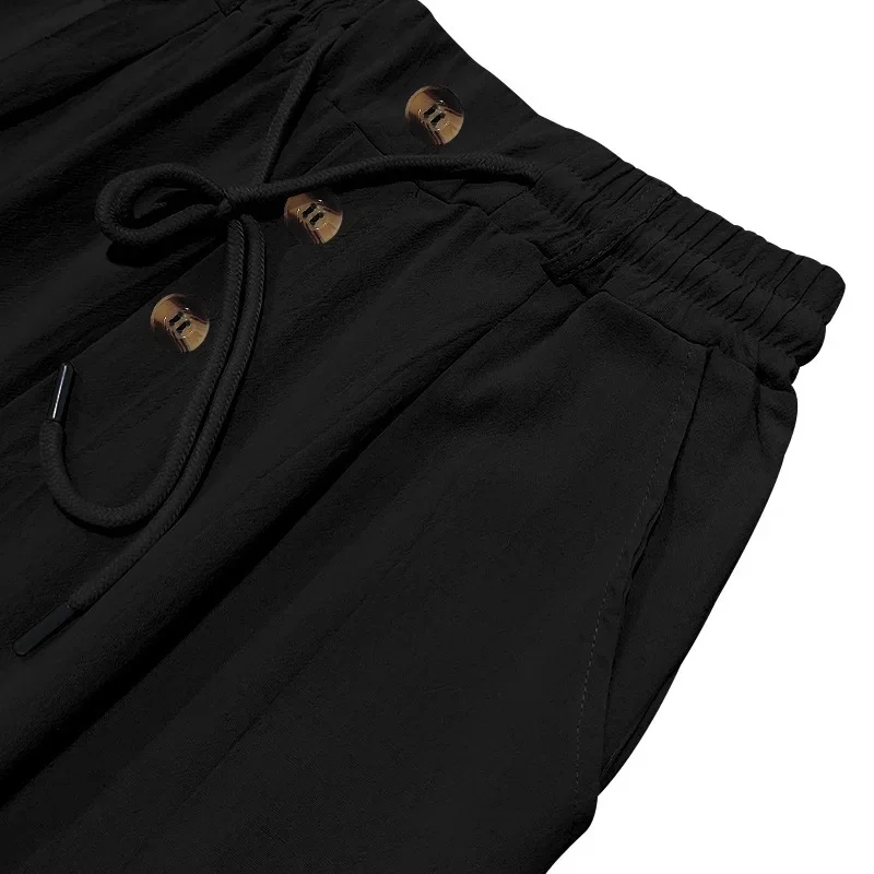 Neue Herrenhose aus Baumwolle und Leinen, Lässige Atmungsaktive Hose, Modische Street-Sport-Hose, Strand- und Outdoor-Loose-Fit-Hose – Detail 10