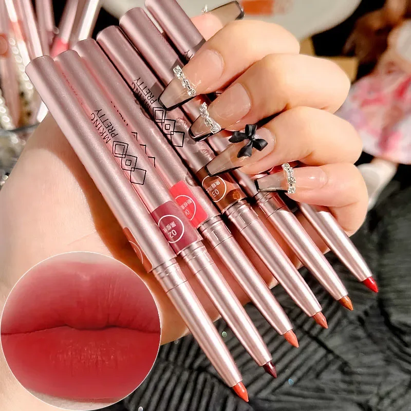 6 farben Rotierenden Lip Liner Lippenstift Stift Wasserdicht langlebig Matte Lip Contouring Lip Liner Bleistift Weibliche Make-Up Kosmetik