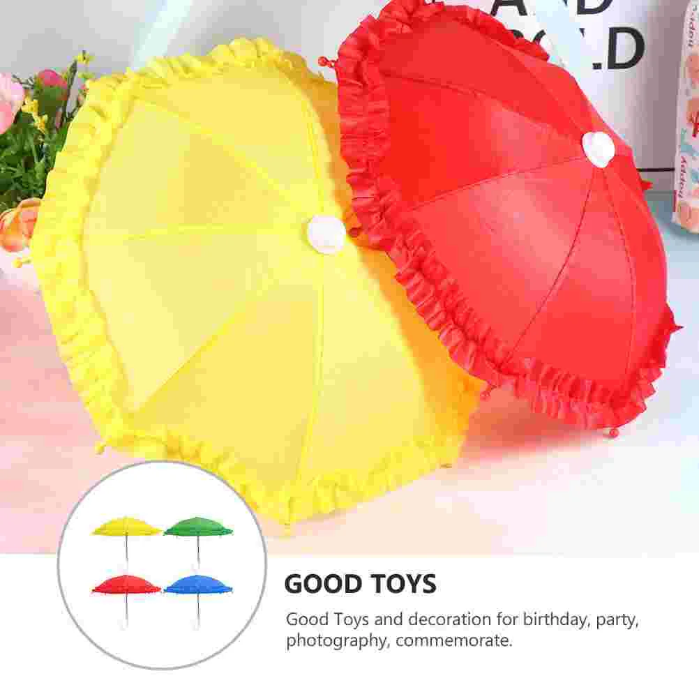 4 Pcs Mini Parasol Lace Toy Umbrella Kids Toys Lovely Hanging Decors Accessories up Umbrellas Baby