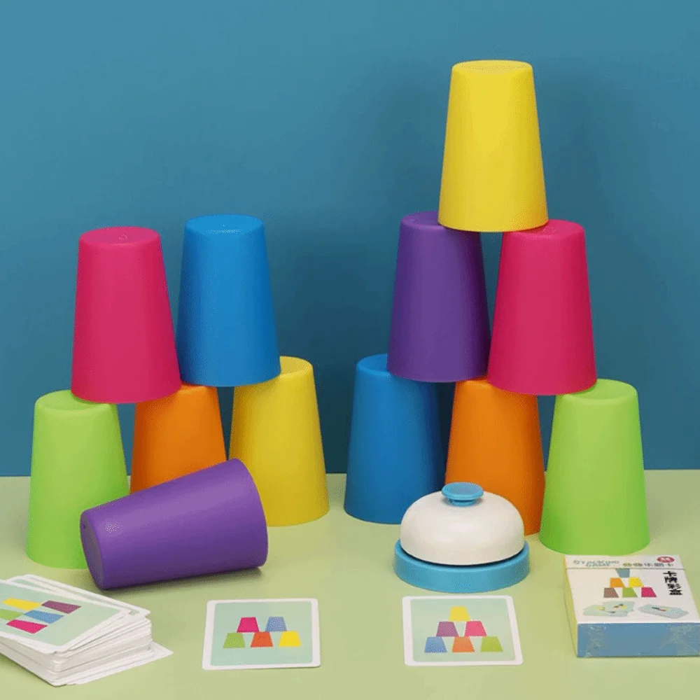 Color Learning Stacking Cup Game Intellectual Enlightenment Educational Montessori Color Cognition Logic Training Board Game