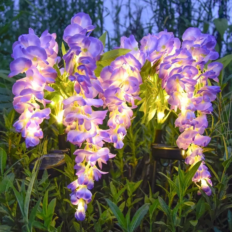 Simulated Flower LED Wisteria Flower Solar Light Waterproof Suitable for Lawn Lights Garden Landscape Lawn Villa Decoration
