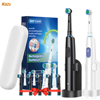 Electric Toothbrush with Holder Adult Smart Timer Brush 5 Mode Deep Clean Rechargeable Tooth Brushes Replacement Heads Set