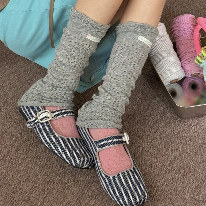 

Гетры Лолиты JK Лолита Kawaii Носки с рюшами Чулки Женские дышащие длинные носки с вырезами Вязаные гетры для ног