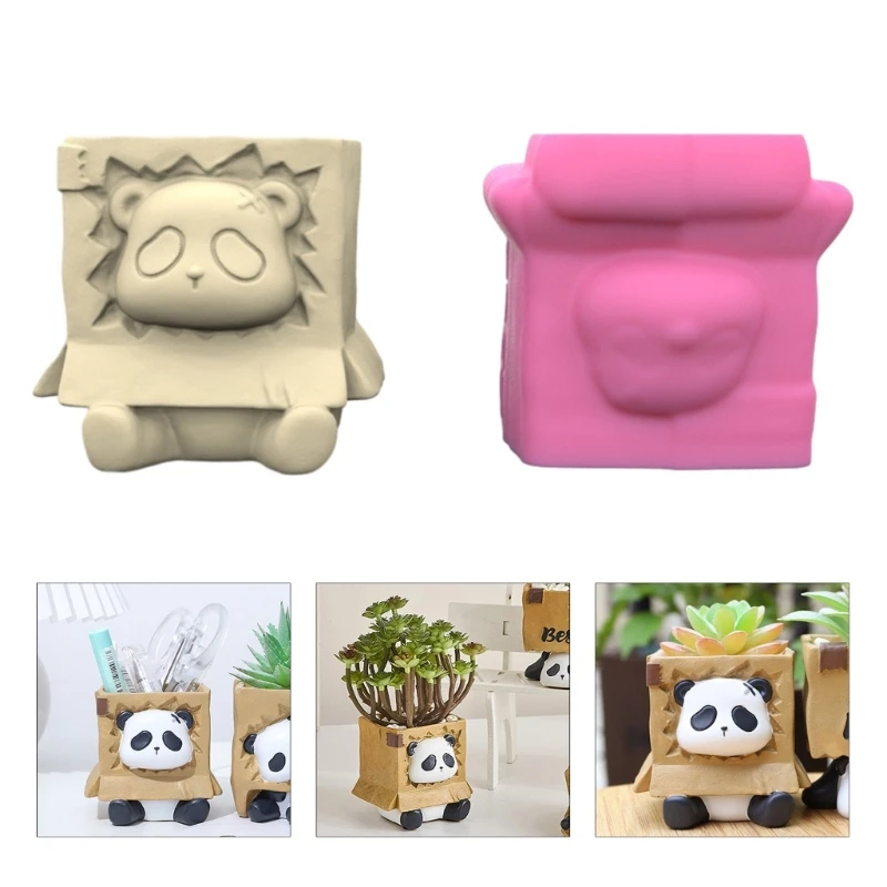 

DIY Flowerpot Silicone Mold Sitting Panda Shaped Concrete Moulds DIY Flowerpots Molds Cements Mould Silicone Material Dropship