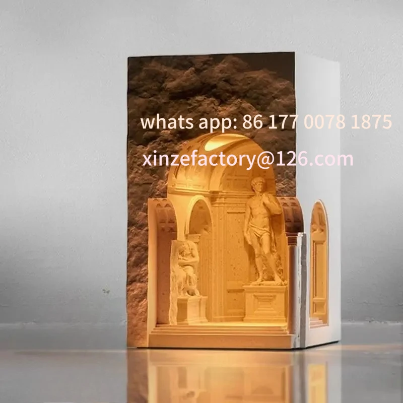 

Customizable Museum David Sculpture Fireless Scented Candle Wax Melting Lamp Cement Architectural Design Gift
