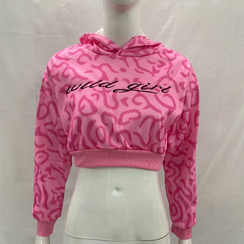 

2025 new women's clothing American retro pink leopard print hooded sweatshirt, unique street style, sexy shorts, Y2K slimming sp