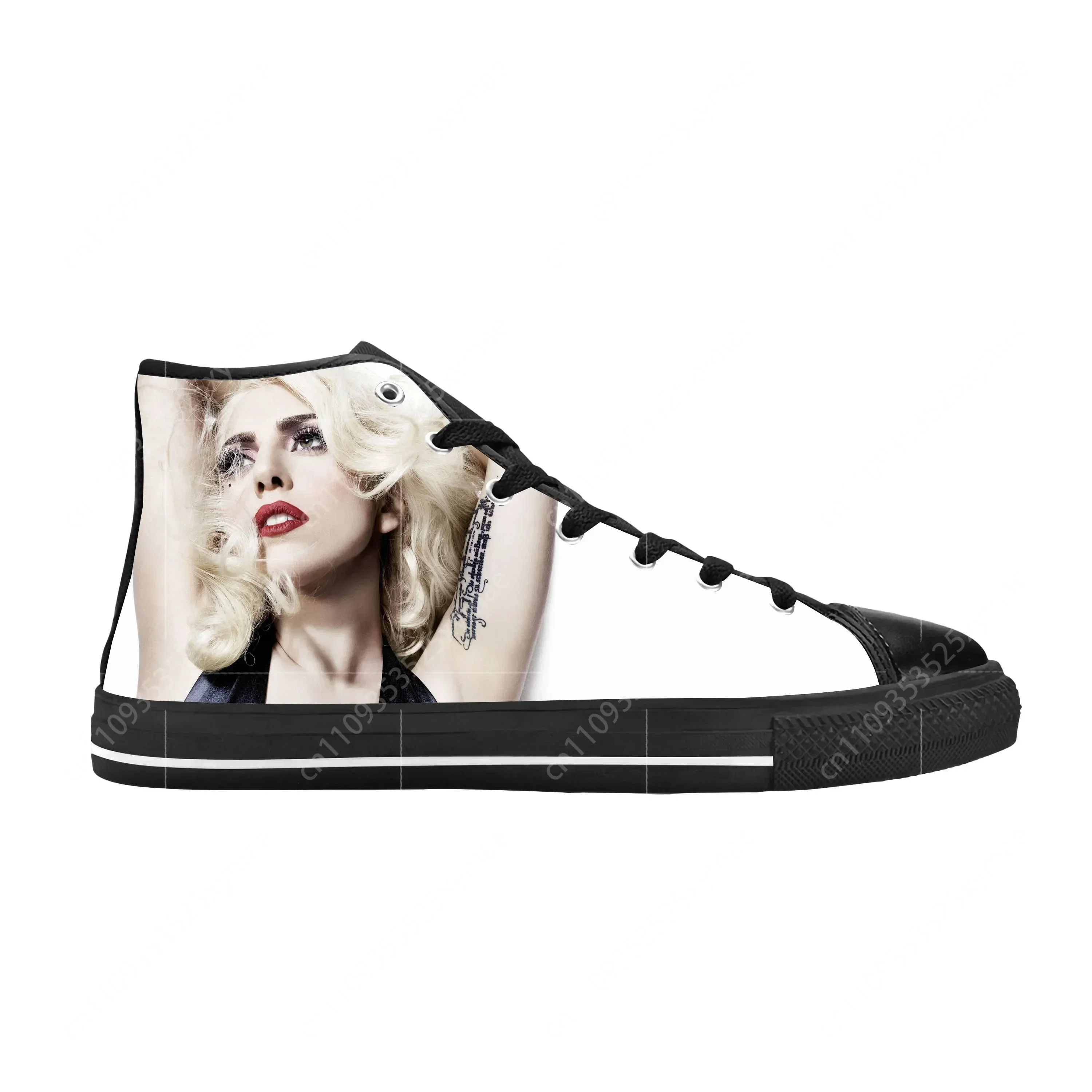 Lady Gaga Pop Singer Music Cute Fashion Popular Casual Cloth Shoes High Top Comfortable Breathable 3D Print Men Women Sneakers