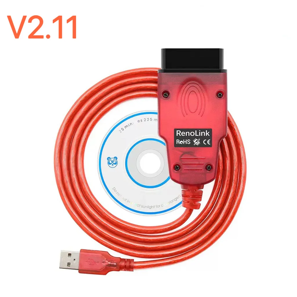 Renolink V2.11ECU Programmer v2.10 OBD2 Cable forRenault Upgraded Version  Air-bag Reset ECM UCH Key Coding Auto