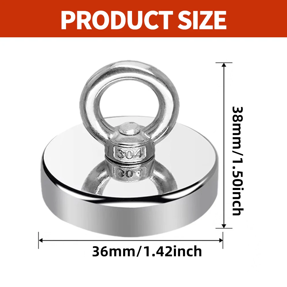 Super neodymium fishing magnet with eye bolts 16-60mm strong adsorption, yard, lawn, outdoor fishing search assistant. image 5