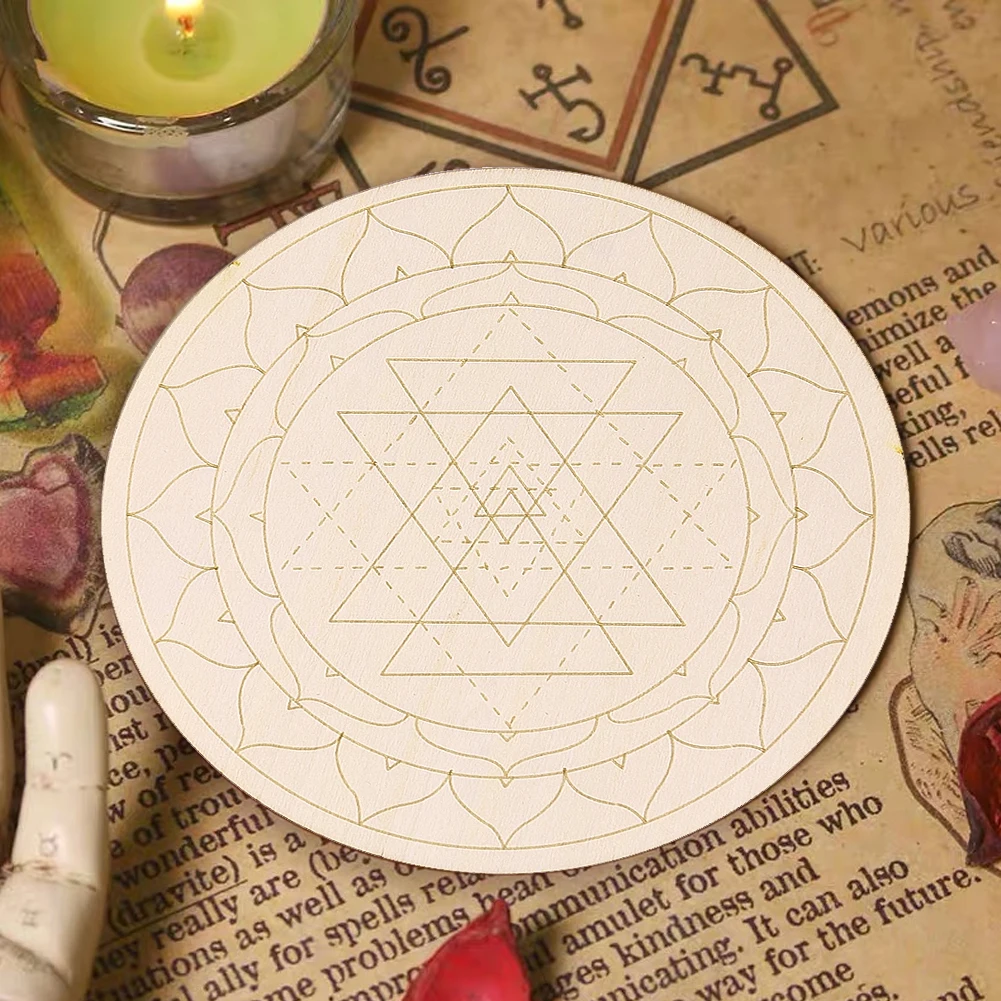 1PC 10cm Crystal Wooden Plate Laser Engraved Lotus Edge Planks Office Non-Slip Coaster DIY Tableware Mat Home Decorations