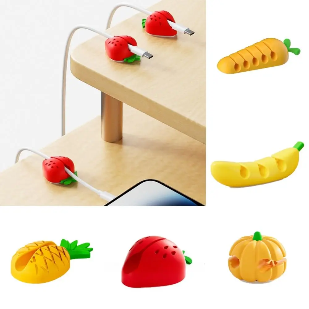 5 uds nuevo organizador enrollador de cables en forma de fruta TPR lindo soporte de cables calabaza plátano zanahoria Mini Protector de cables para escritorio ordenado