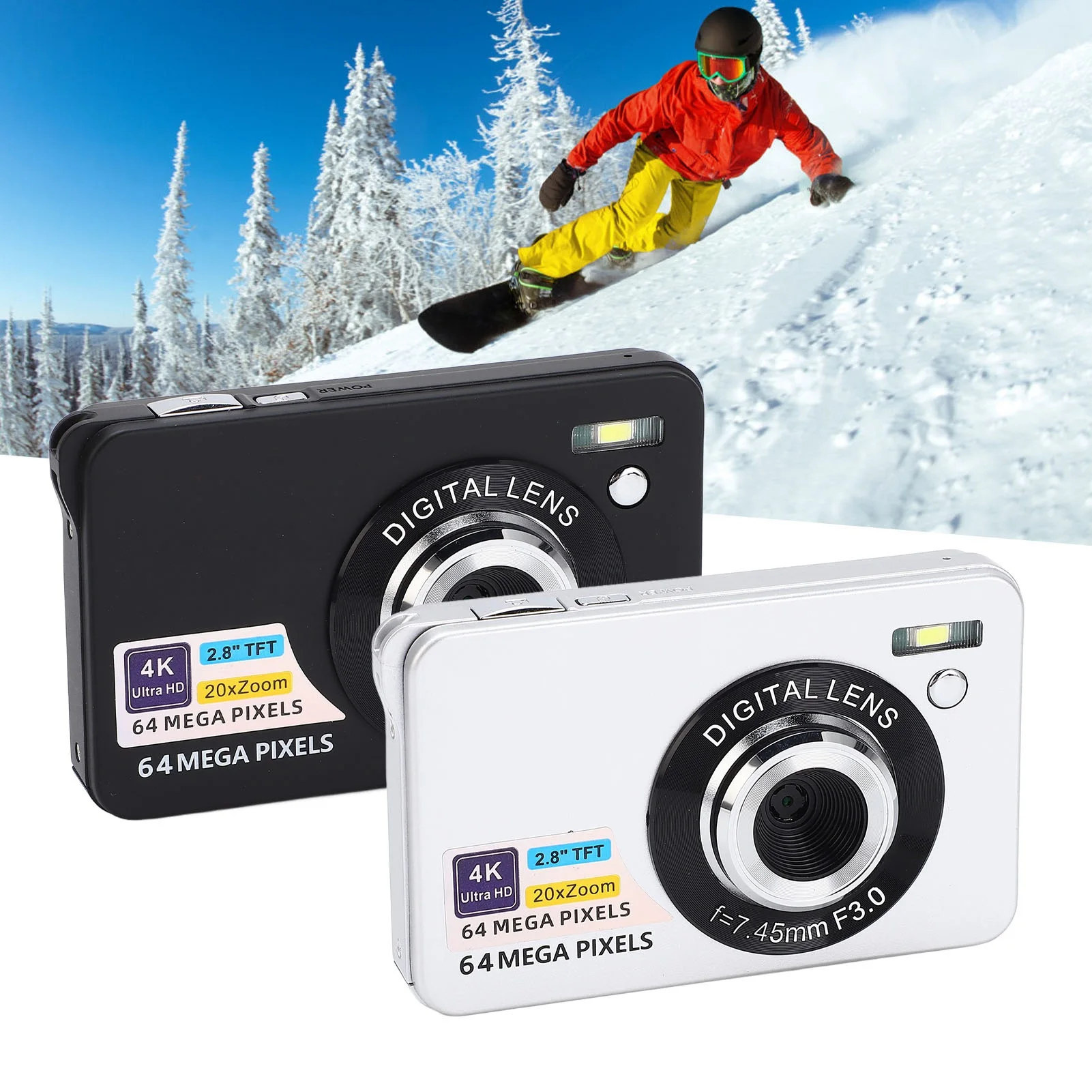 Cámara Digital HD de 2,8 pulgadas, 4K, 64MP, Zoom 20X, cámara portátil con enfoque automático para niñas, niños y adolescentes, cámara Digital de 2,8 pulgadas