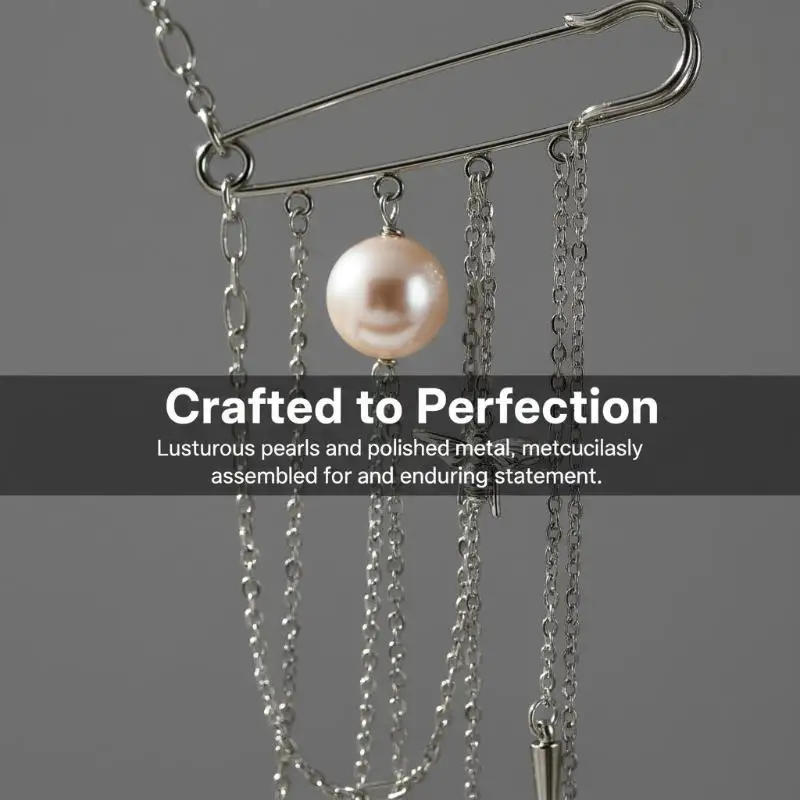 Multi Layer Pearl Brooch Necklace Dual Function Pin Pendant Classic Vintage Design for Bridal Prom Party Versatile Use