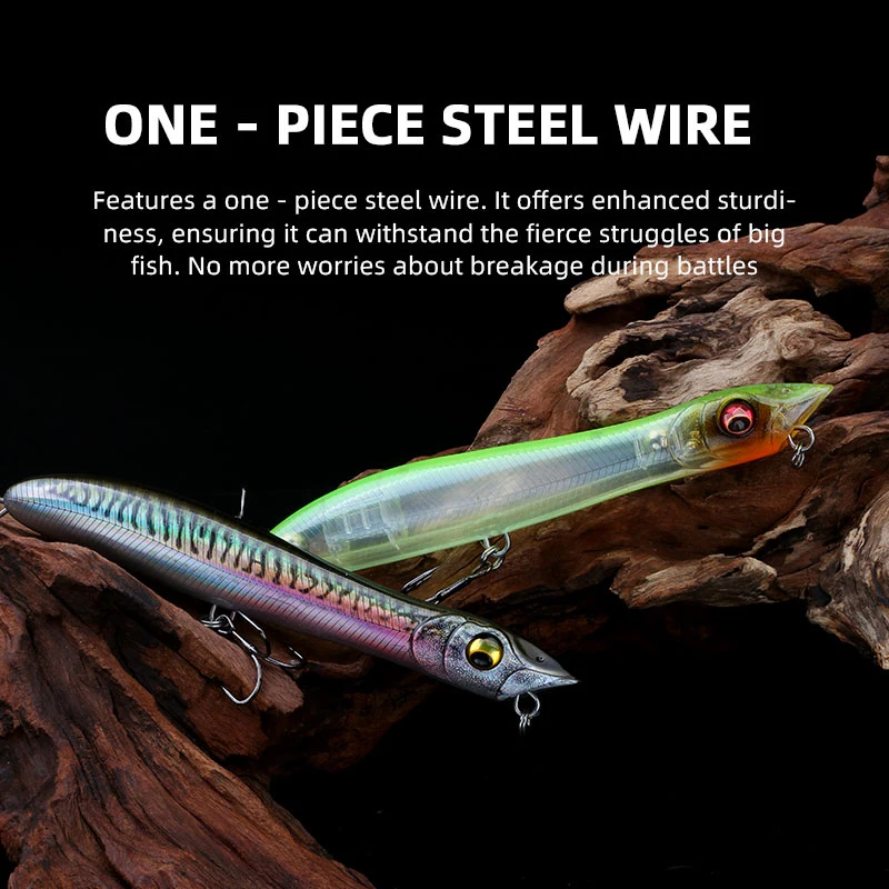 LETOYO 140mm 25.8g Popper Pencil Fishing Lures Surface Walking the Dog Floating Wobblers Snake Head Artificial Bait Bass