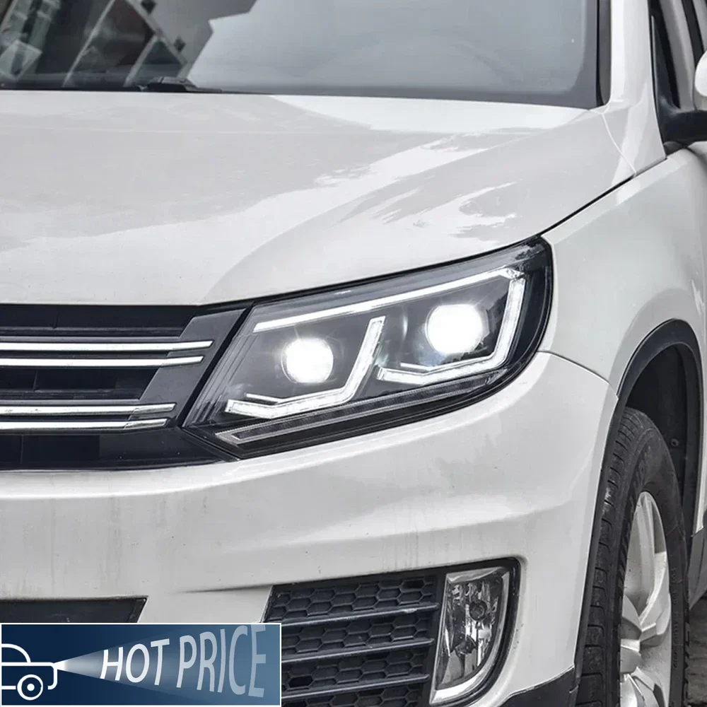 مجموعة مصابيح أمامية للسيارة لشركة فولكس فاجن تيجوان 2013-2017 ترقية جديدة 2023 LED المصابيح الأمامية للسيارات عدسة العارض ملحقات عالية الجودة