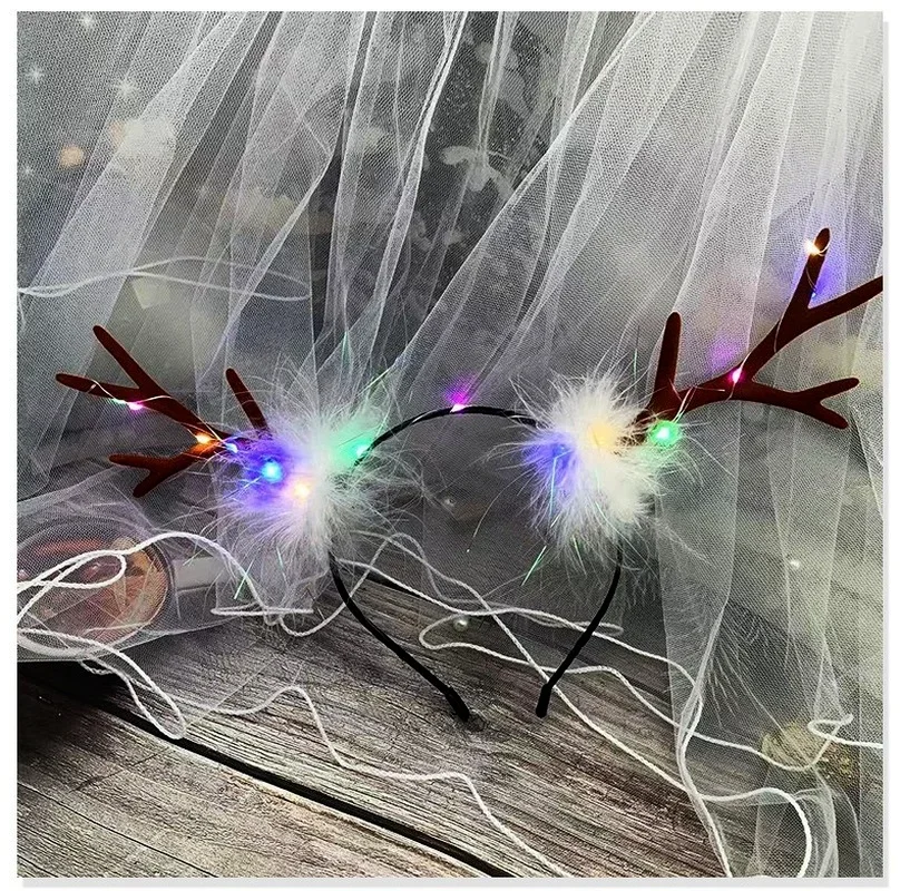 

20 шт., повязки на голову с рогами оленя, светодиодная подсветка, аксессуары для волос, украшения, повязки для волос, вечеринки, праздник, свадьба, фестиваль