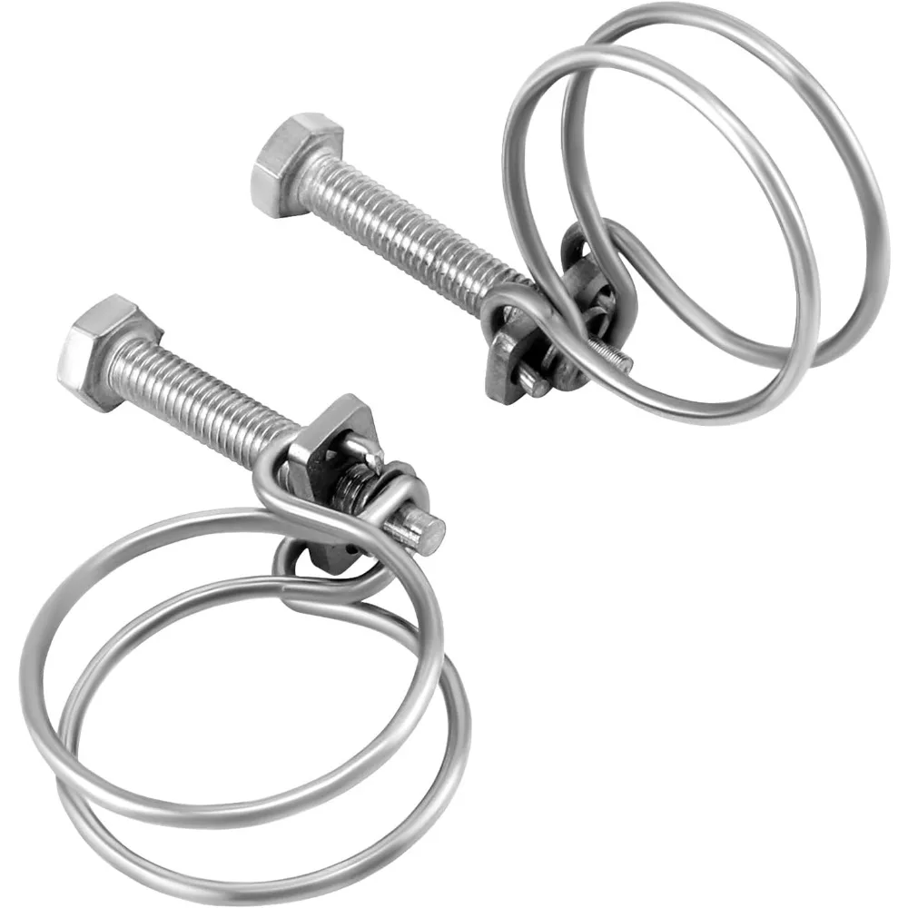 100-Pack Heavy-Duty Double Wire Hose Clamp 304 Stainless Steel  Leak-Proof and Corrosion-Resistant for Secure Hose Connection