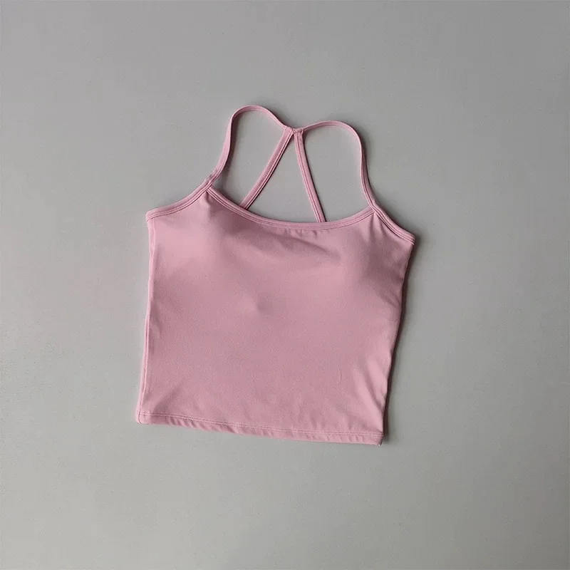 Damen Yoga Tanktop mit eingebauten Polstern, schnelltrocknendes, atmungsaktives Fitness-Top, Sportweste mit schönem Rückendesign für Lauftraining – Detail 18