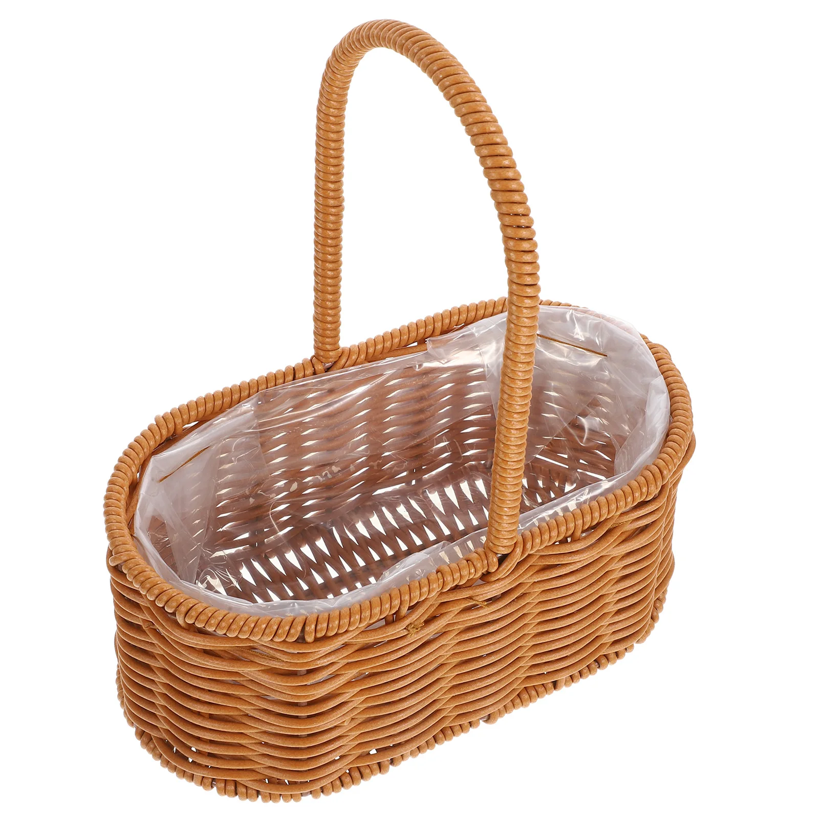 Cesta de flores tejida con asa, regalo de Picnic portátil, cesta de almacenamiento de frutas, uso multifunción compacto de mano