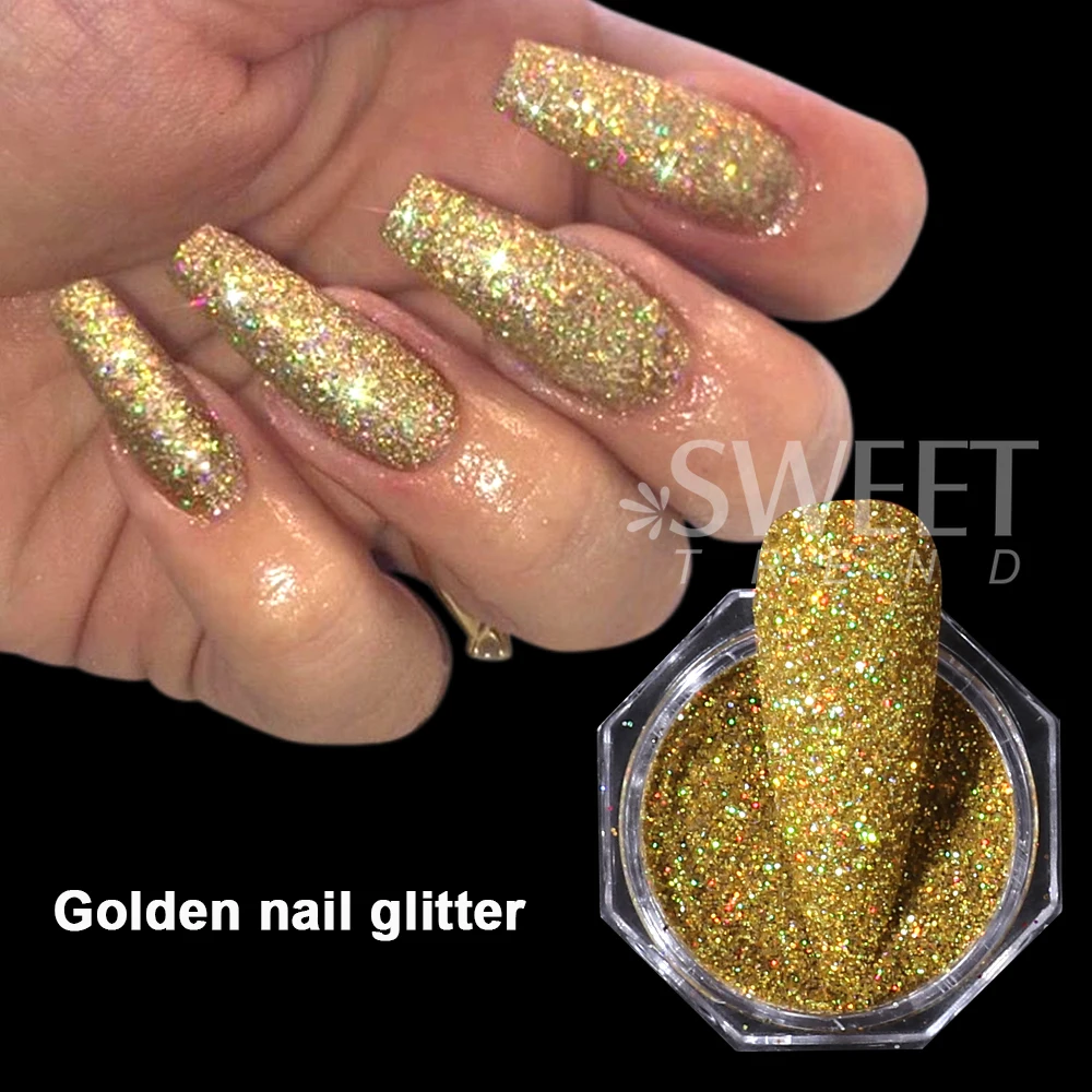 6/12 stücke Weihnachten Rot Goldene Nail art Glitter Pulver Holographische Design Glänzende Nagel Glitter Staub Pigmente Maniküre Dekorationen