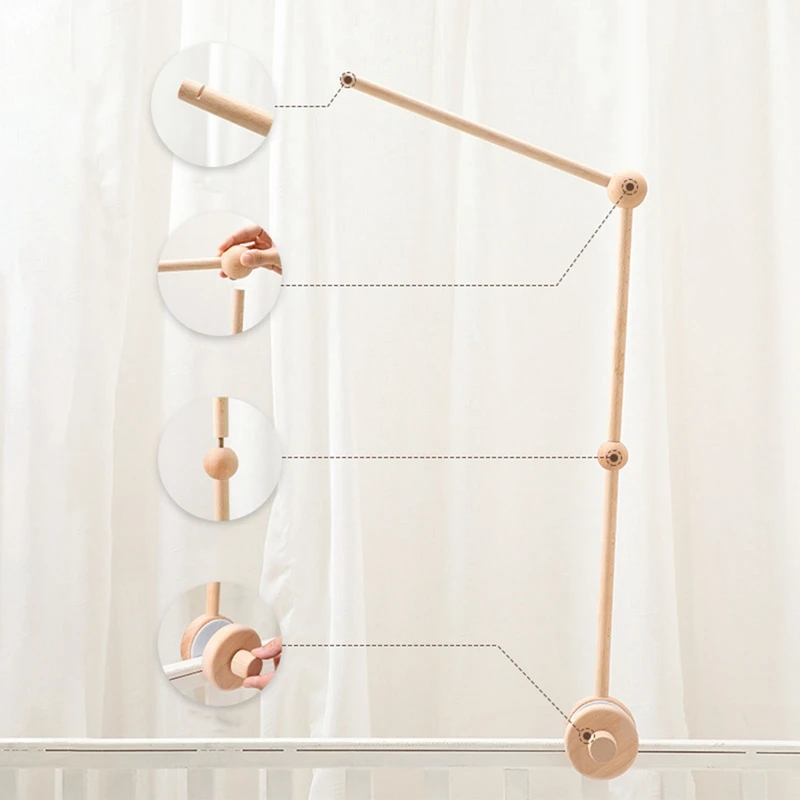 Crib Mobile ARM Rotating Wooden Mobile Arm For Crib Baby Mobile Hanger Nursery Mobile Stand For Crib