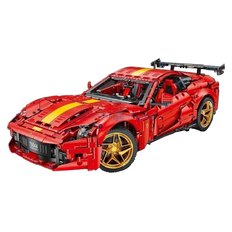 New Red Racing Sports Car Model Building Blocks MOC T5044 High Tech Transport Vehicle Bricks DIY Toy Set Children Boys Gift