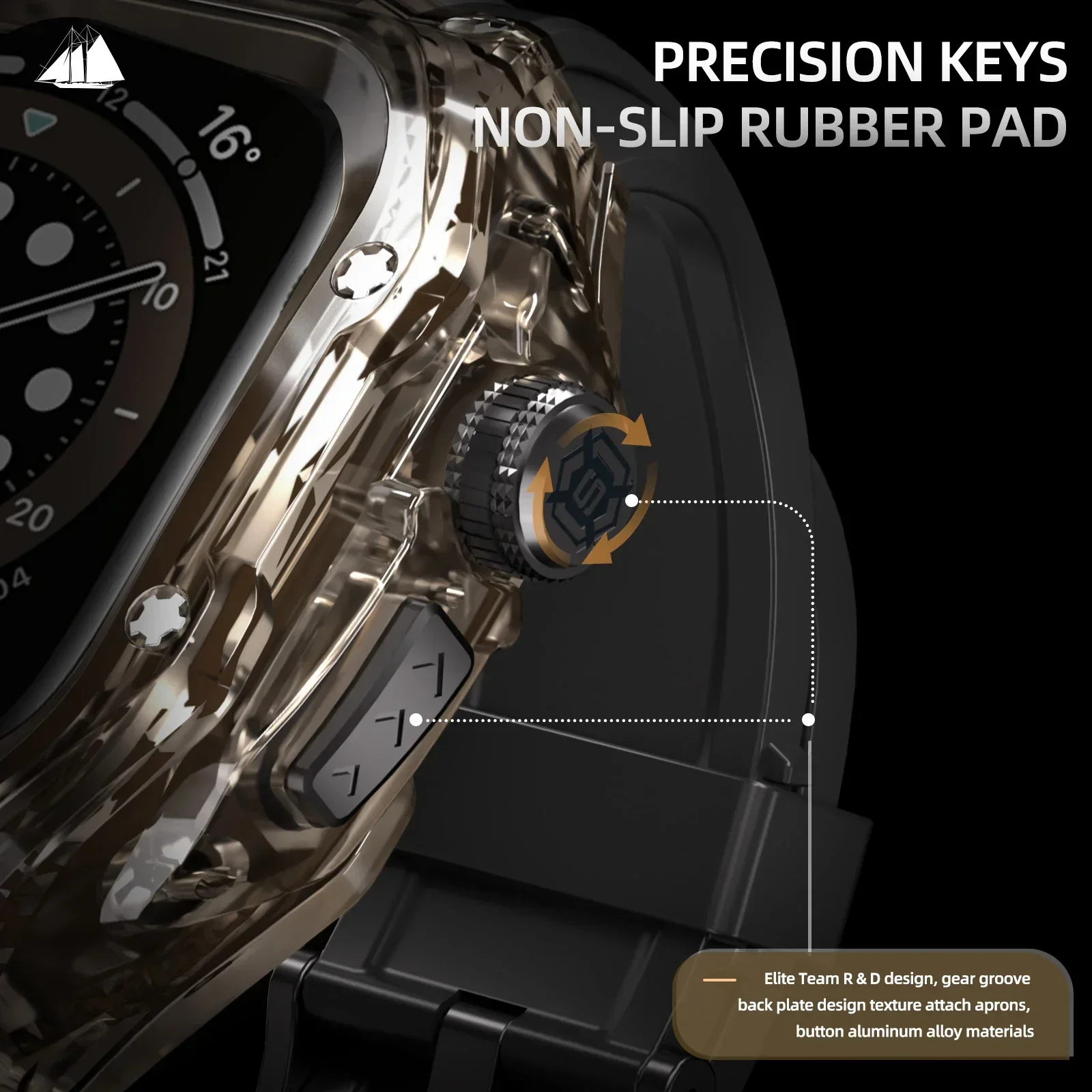 Luxury Modification Mod Kit for Apple Watch Ultra 3 49mm Transparent Cover+Silicone Strap for iWatch Ultra2 Waterproof Protector