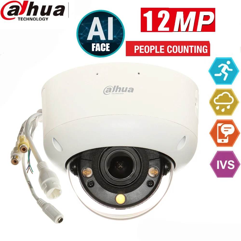 

Dahua IPC-HDBW71242E1-Z-X 12MP 2.7 mm-12 mm Motorized Zoom Lens IR40M POE Face recognition MIC & SPK ANPR WizMind IP Camera