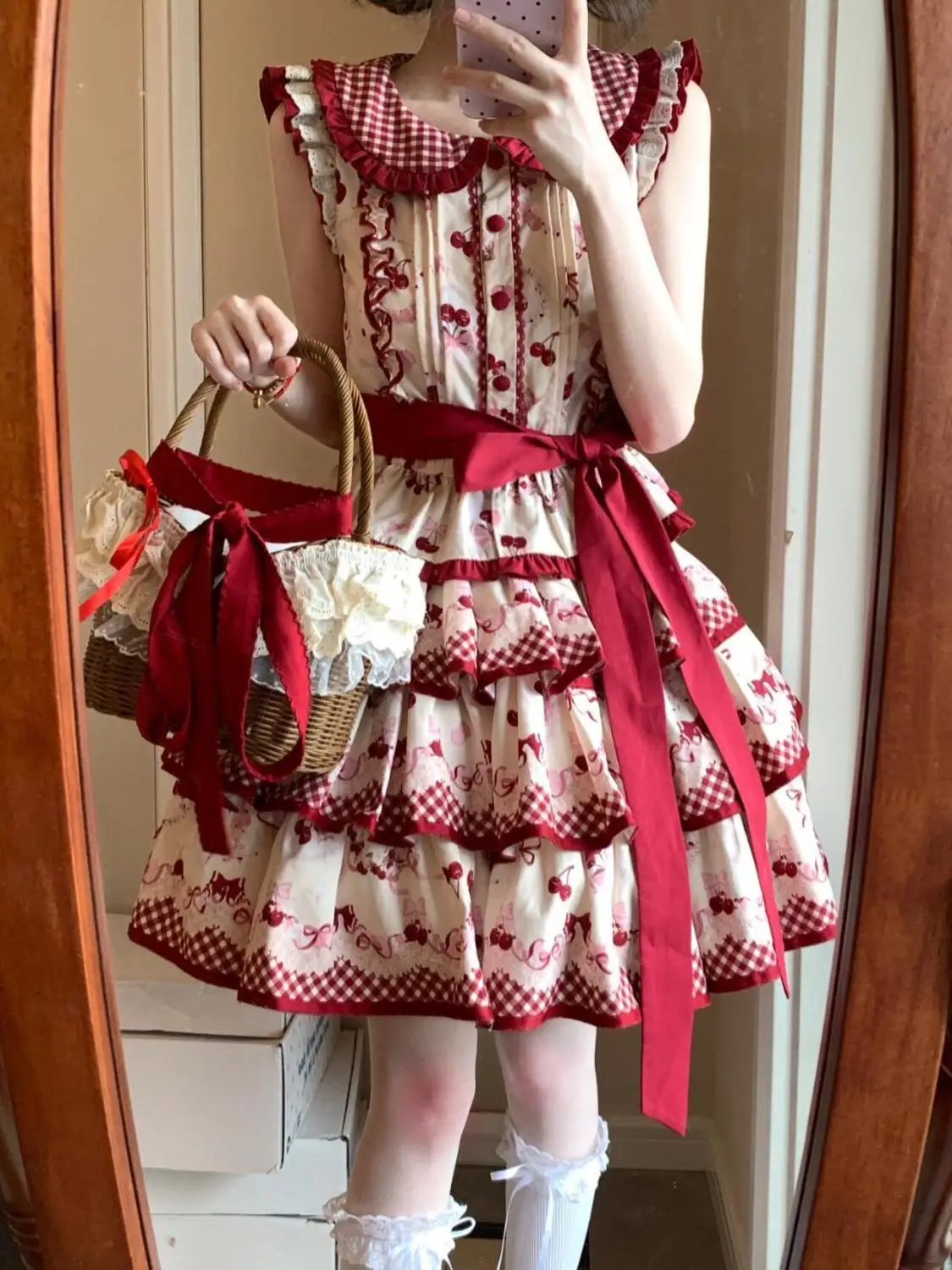 

Наряд Лолиты, корейское модное шикарное праздничное клетчатое винтажное платье, летнее японское кавайное платье, женская повседневная одежда Y2k без рукавов