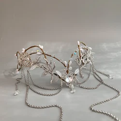 Woodland Elf Headband Antler Crown Renaissance Faire Tiara Costume For Women Fairy Forest Headpiece Halloween Cosplay Photo Shoo