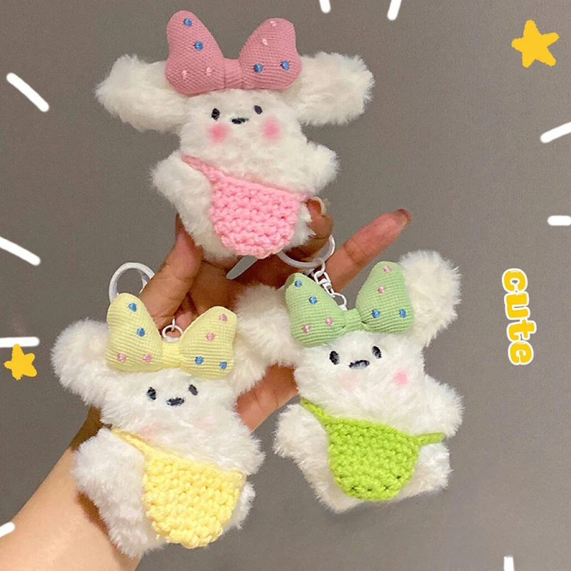 Breloczek z psem w stylu kawaii z kokardką 12 cm, modny brelok do kluczy z psem, zawieszka do torby, stylowa ozdoba do plecaka