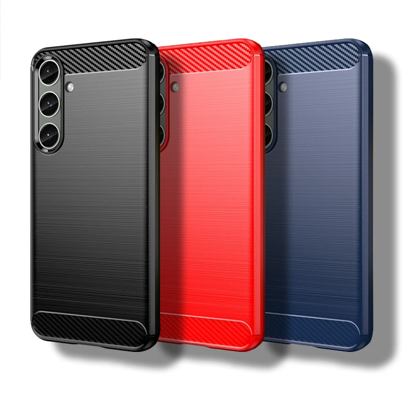 

For Samsung Galaxy S24 Plus Case For Samsung S24 Plus Cover Carbon Fiber Shockproof Silicone Bumper For Samsung Galaxy S24 Ultra