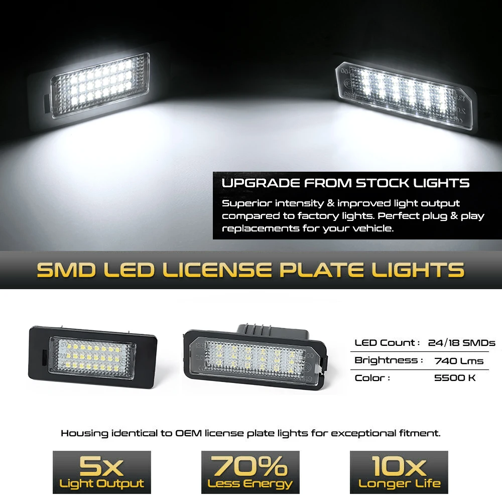 2Pcs LED License Plate Lights Number Lamps For Seat Ibiza Tarraco Toledo Exeo Ateca Arona Altea Alhambra Leon