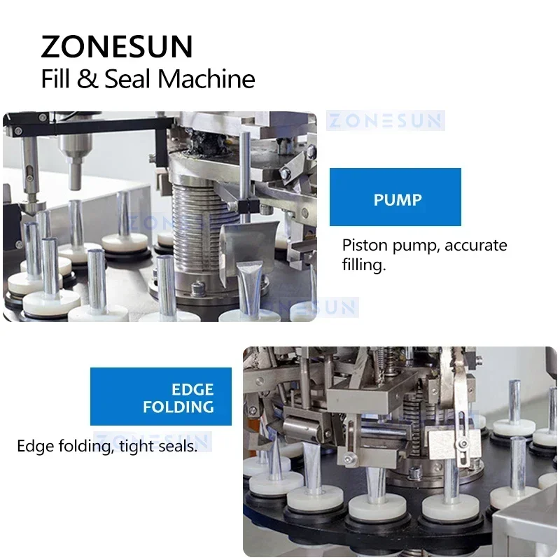 ZONESUN الألومنيوم البلاستيك أنبوب ملء حافة للطي آلة الختم مرهم مستحضرات التجميل تغليف المنتجات قطعة واحدة ZS-FSAP16