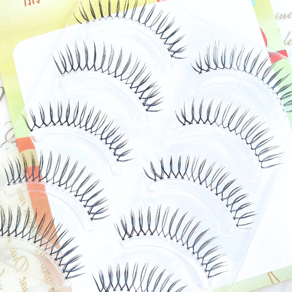 5 Pairs U-shaped False Eyelashes Transparent Stem Eyelashes Lash Extension Beauty Comic Eye Reusable Korean Eye Makeup Cosmetics