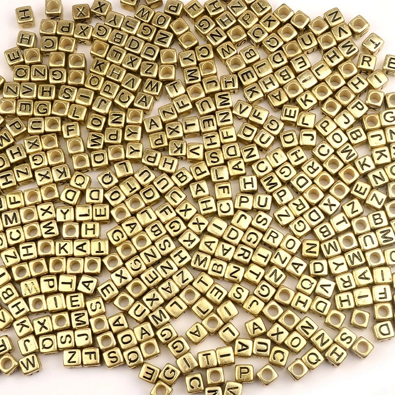 About 120pcs Random Color 6mm Square Acrylic Alphabet Letter Beads DIY Bracelet Handmade Craft Supplies