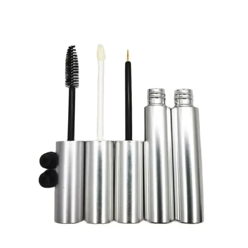 

10/25/50g 10g Empty Lipgloss Eyelash Eyeliner Brush Tubes Containers Round Shape Matte Silver Cosmetics Eyelash Lip Gloss Bottle