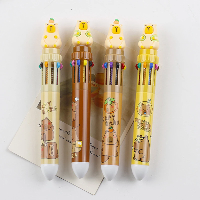 Capybara Cartoon Ballpoint Pen, de secagem rápida Ink Writing Gel Pen, caneta de escrita bonito infantil, papelaria escolar, 10 cores, novo