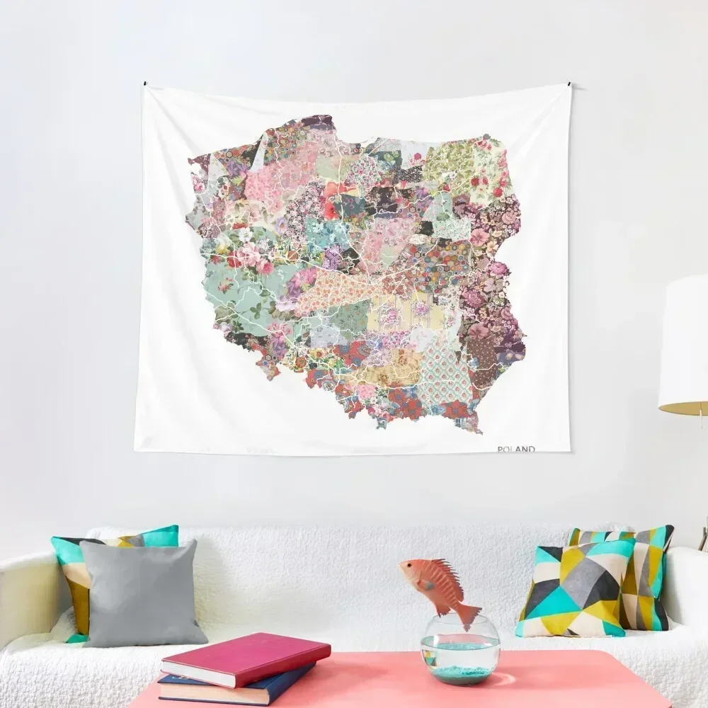 Tapiz con mapa de Polonia, decoración de habitación, decoración de habitación japonesa de estilo coreano en el tapiz de pared