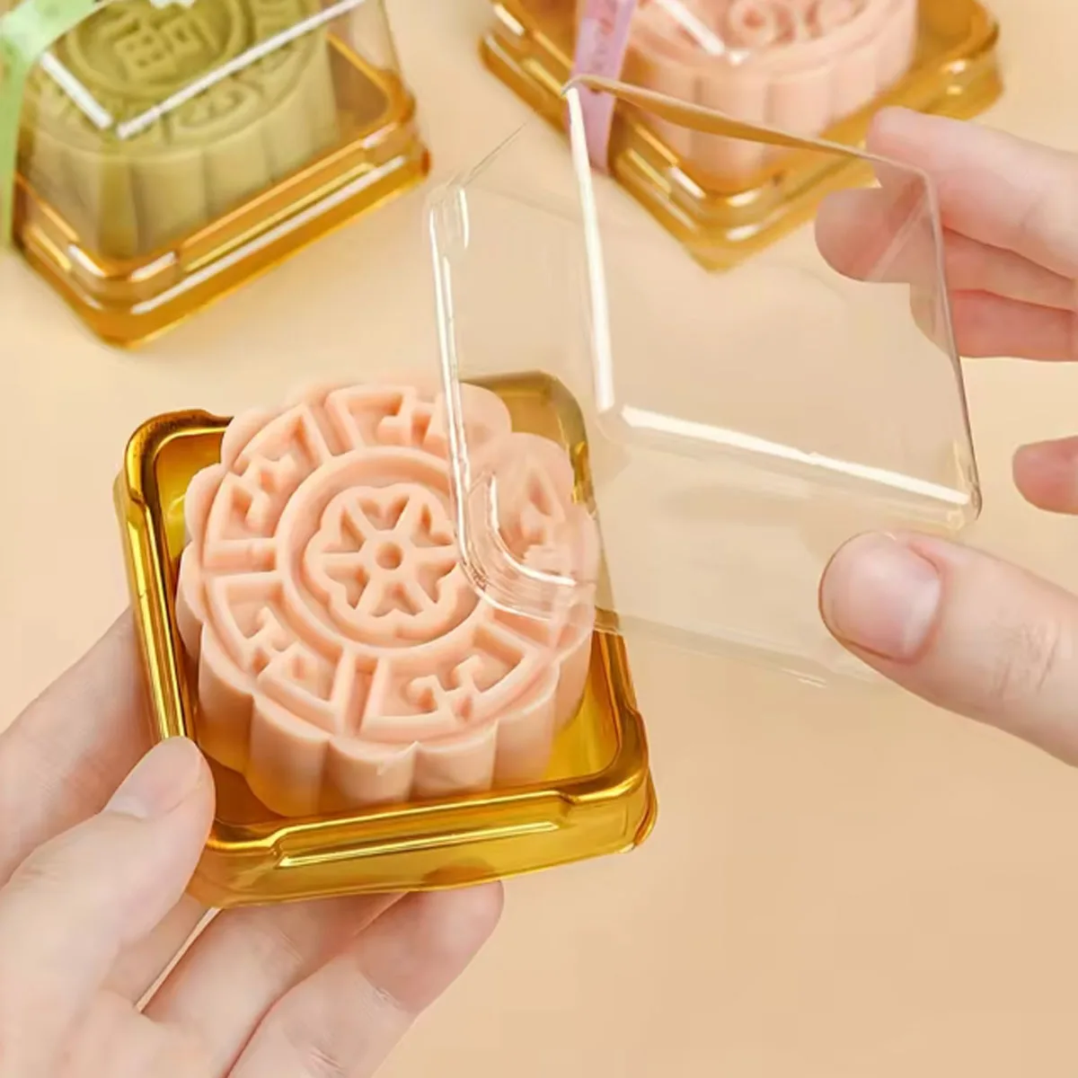 50 قطعة-صناديق كب كيك صغيرة البلاستيك الشفاف الكعك جراب قبة الكعك الذهب صندوق حاوية واحدة مربع الزفاف هدايا عيد الميلاد لوازم #4