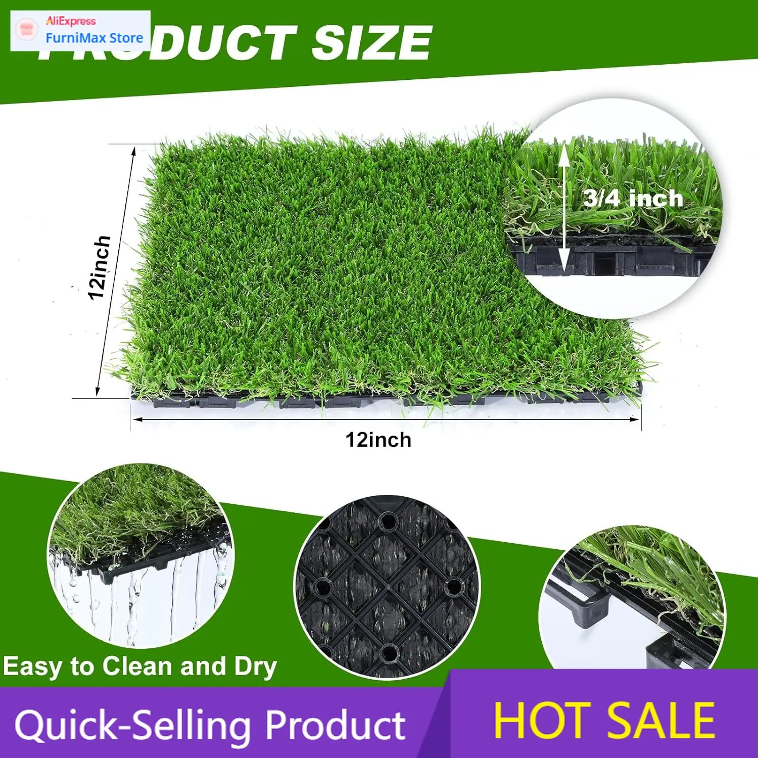 

Акция: ограниченное предложение! Искусственная трава в плитках, 27 штук, 12x12 дюймов, для улицы и дома, коврик из искусственной травы.