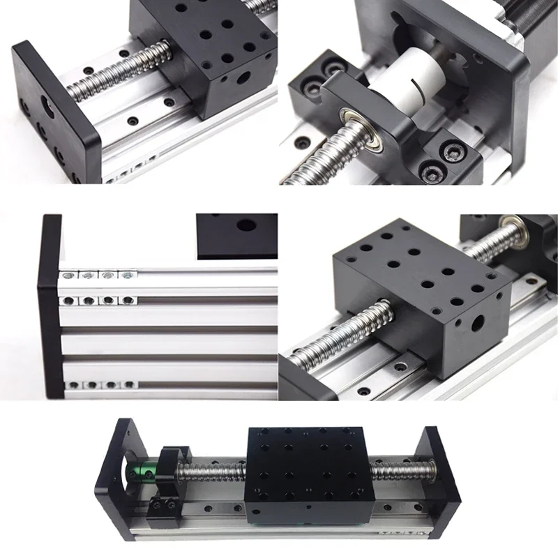Tabela deslizante quadrada dobro do guia linear, SFU 1204, 1605, 1610, 100-1000mm, bola do curso, plataforma do parafuso, fase do eixo de XYZ, 2 PCes, 4 PCes deslizantes